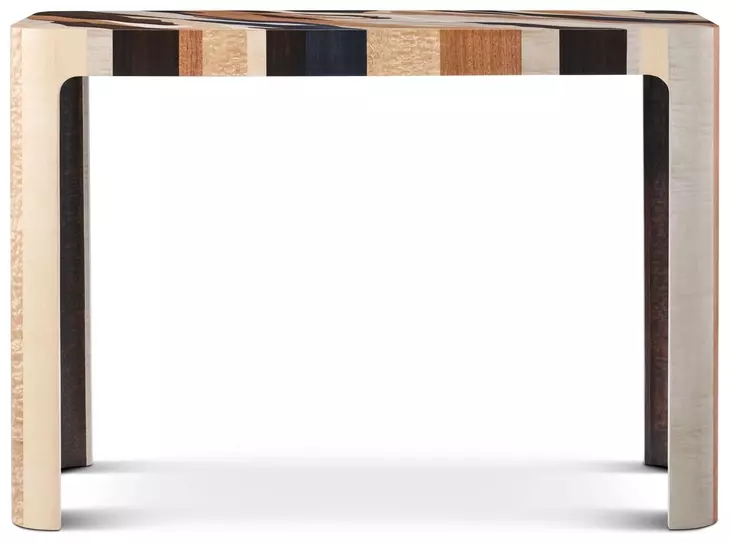 Orbis Pyramid Brown and Beige Rectangular Grainfall Nesting Console Table
