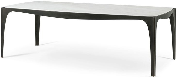 Rome Gray and White 95" Rectangular Marble Dining Table