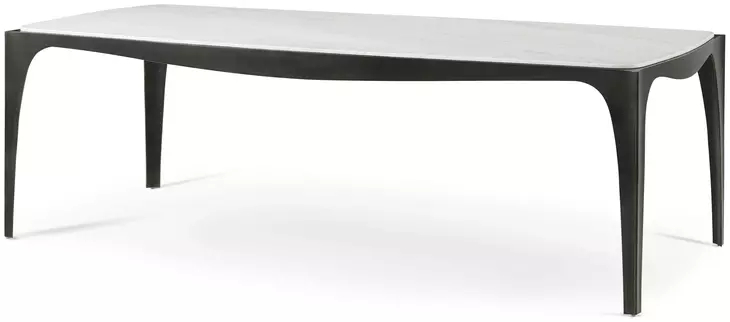 Rome Gray and White 95" Rectangular Marble Dining Table