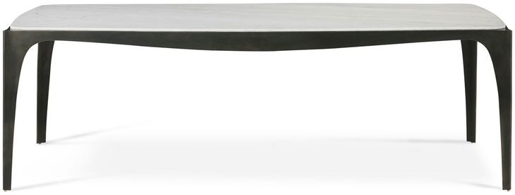 Rome Gray and White 95" Rectangular Marble Dining Table