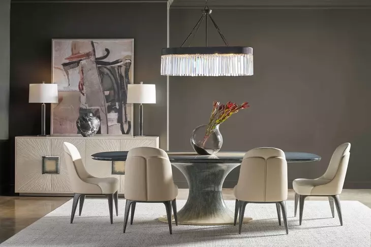 Panos Blue and Cream Oval Dining Room Set