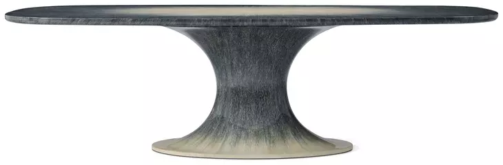 Panos Blue and Cream 102" Oval Dining Table