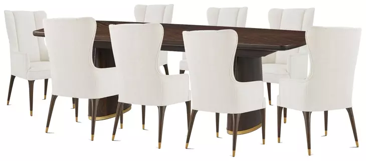 Spencer Green Park Fumed and Gallery Gold 128" Rectangular Hyde Park Extendable Dining Room Set
