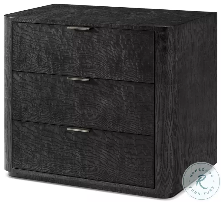 Kesden Silent Black 3 Drawer Nightstand