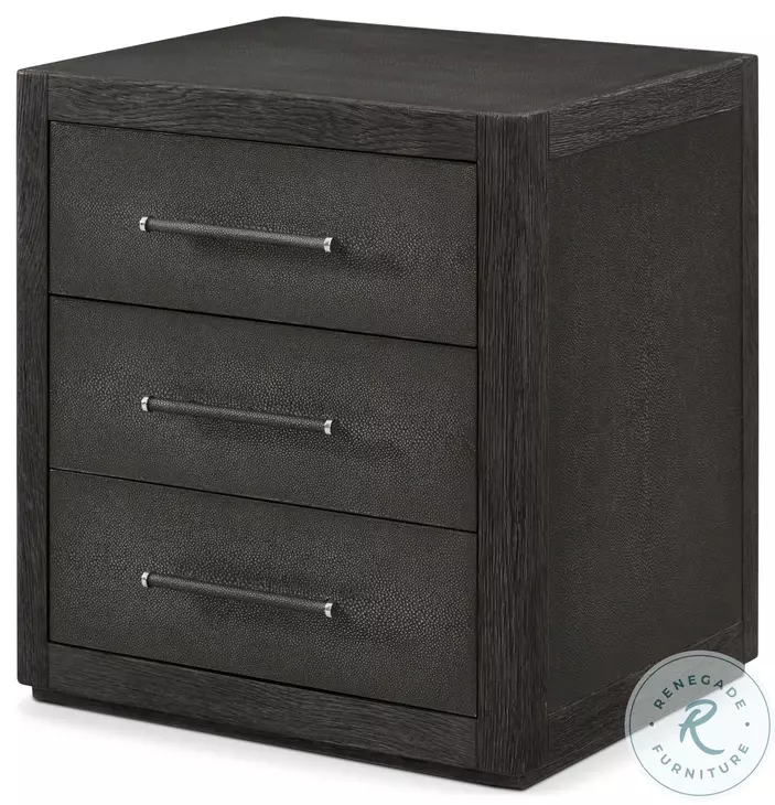 Maxwell Obsidian And Shagreen Small 3 Drawer Nightstand