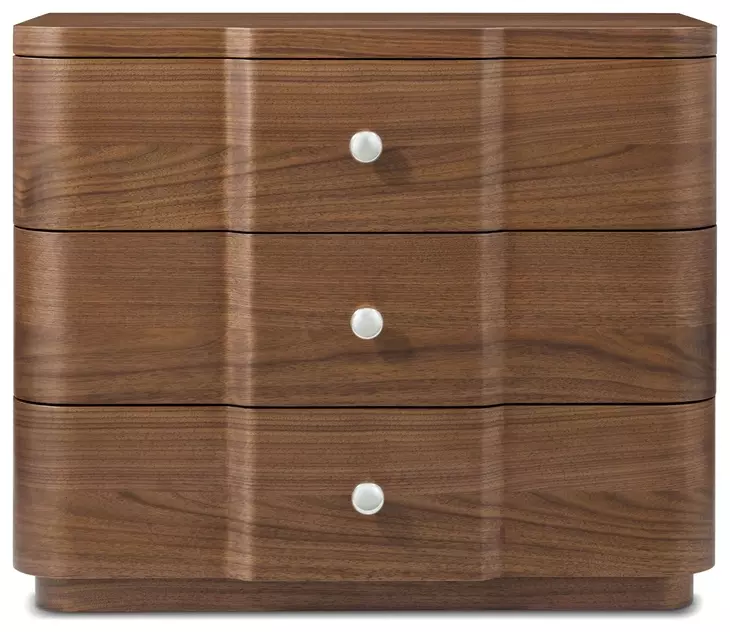 Spencer Coronet Auburn and Nickel 3 Drawer Walnut Nightstand