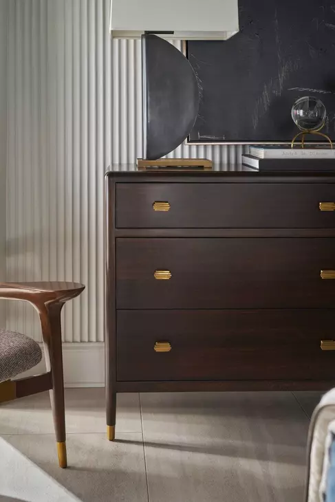 Spencer Green Park Fumed and Gold 6 Drawer Berkeley Dresser