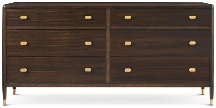 Spencer Green Park Fumed and Gold 6 Drawer Berkeley Dresser