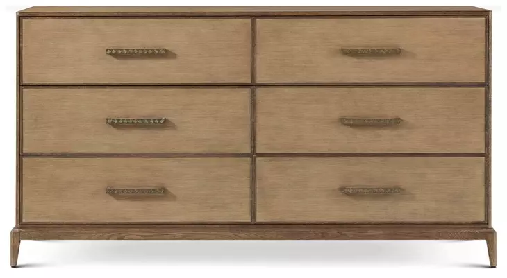 Coastal Tobacco 6 Drawer Townsend Dresser with Wallpaper