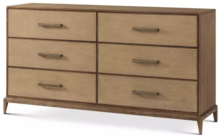 Coastal Tobacco 6 Drawer Townsend Dresser with Wallpaper