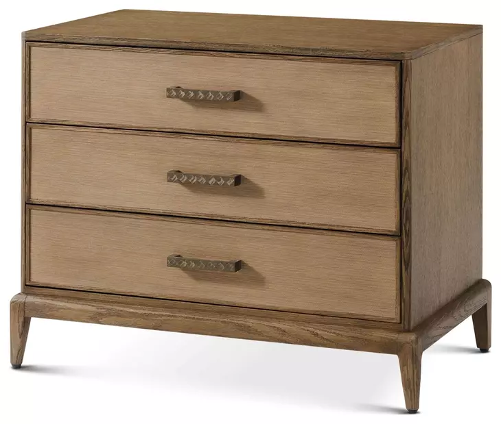 Coastal Tobacco 3 Drawer Worth Nightstand with Wallpaper