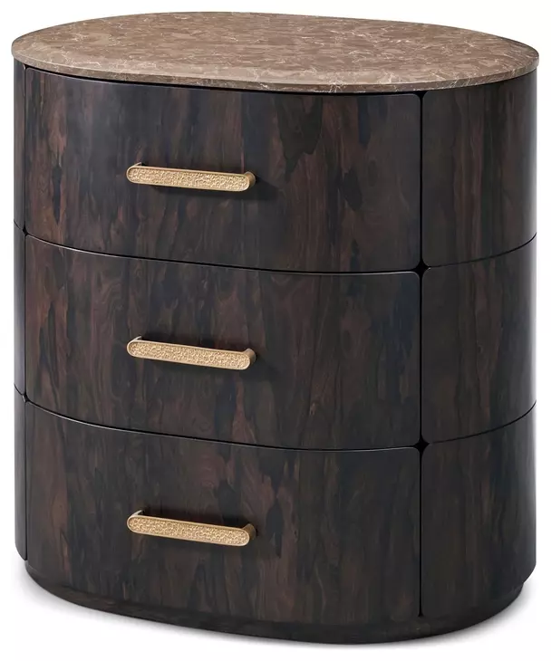 Judith Leiber Couture Bourbon 3 Drawer Encore II Quartz Top Nightstand