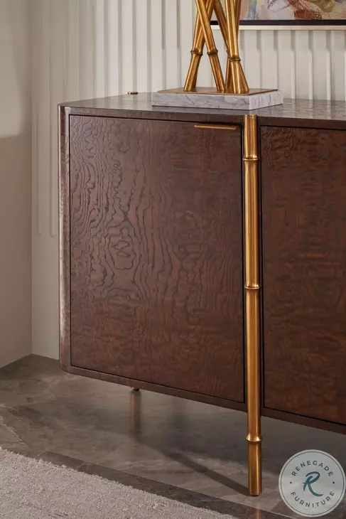 Kesden Pyramid Brown Metal 4 Door Sideboard