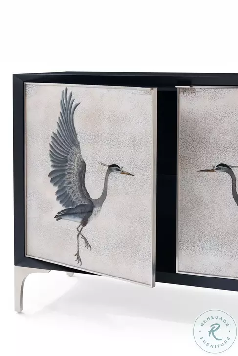 Origins Black Lacquer 1 Shelve Heron Chest