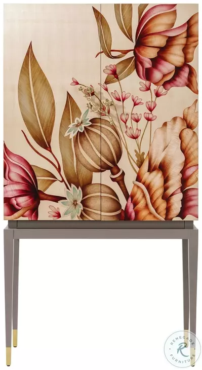 Bouquet Multi Colored 2 Door Bar Cabinet
