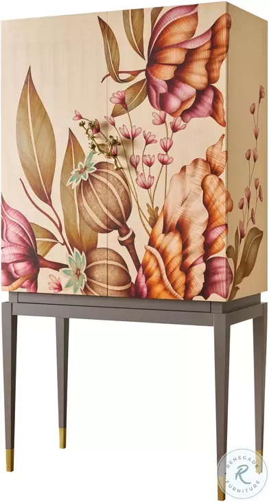 Bouquet Multi Colored 2 Door Bar Cabinet