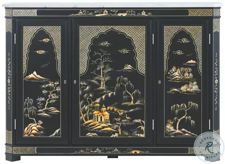 Spencer London Black And White Chinoiserie 1 Shelve Chest