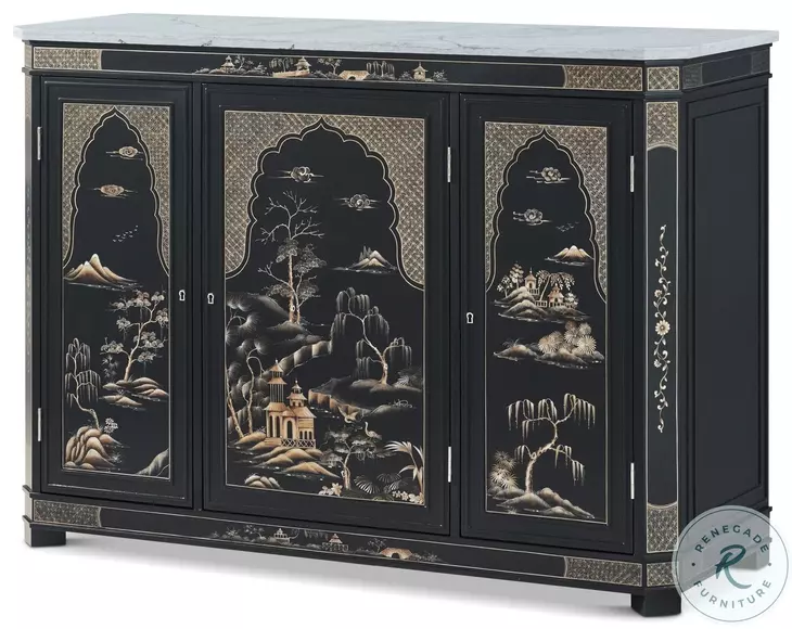 Spencer London Black And White Chinoiserie 1 Shelve Chest