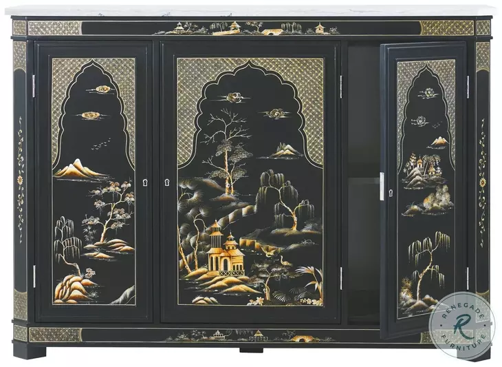 Spencer London Black And White Chinoiserie 1 Shelve Chest