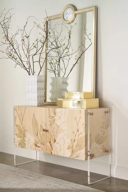 Bouquet Buttercream and Beige 2 Door Accent Cabinet