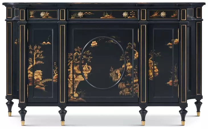 Brushwork Black and Gold 3 Door Emperor Sideboard