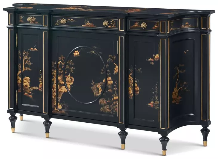 Brushwork Black and Gold 3 Door Emperor Sideboard