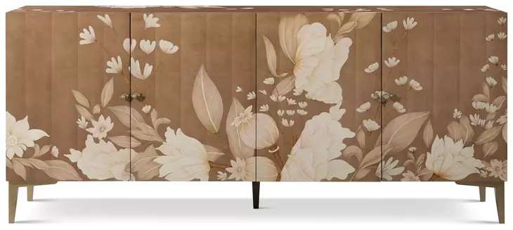 Bouquet Toasted Cashew and Beige 4 Door Sideboard