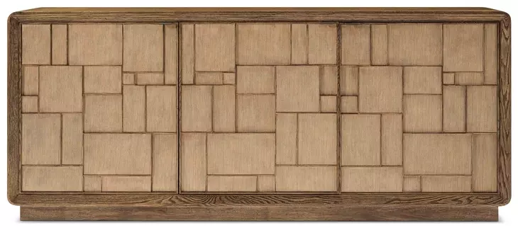 Coastal Tobacco 3 Door Amelia Credenza with Wallpaper