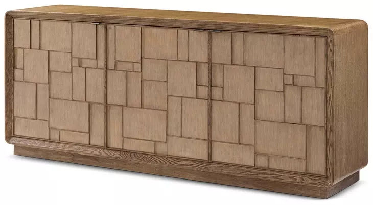 Coastal Tobacco 3 Door Amelia Credenza with Wallpaper