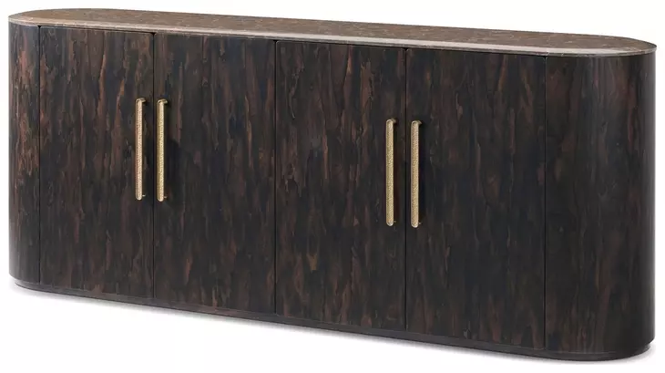 Judith Leiber Couture Bourbon and Gold 4 Door Quartz Top Encore Sideboard