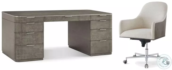 Hudson Pebble Grey 72" 9 Drawer Home Office Set