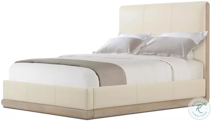 Repose Grey Oak Upholstered Queen Low Profile Bed