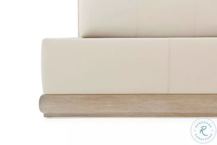 Repose Grey Oak Upholstered Queen Low Profile Bed