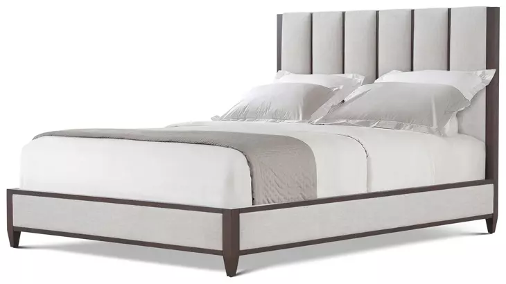 Lido II Cream and Brown Queen Upholstered Platform Bed