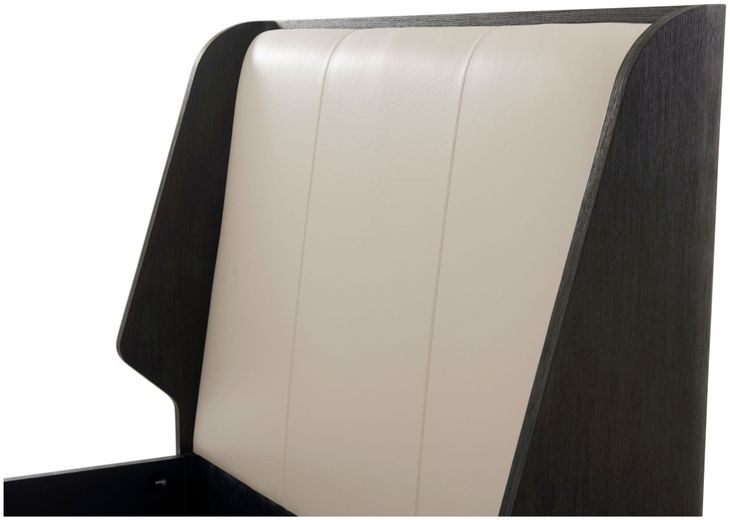Repose Charcoal Oak and Beige Leather Queen Upholstered Panel Bed
