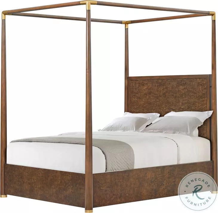 Kesden Pyramid Brown Queen Poster Canopy Bed
