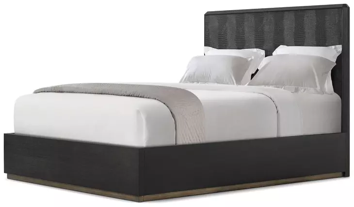 Spencer ST James Onyx and Deep Brown Queen Panel Bed