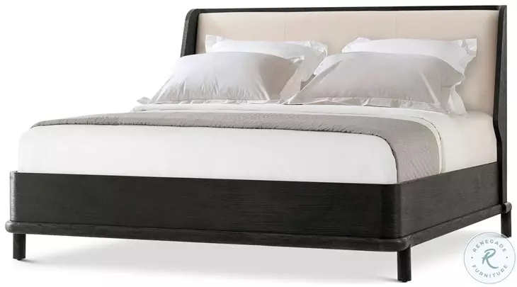 Repose Charcoal Oak Upholstered King Low Profile Panel Bed without Trim