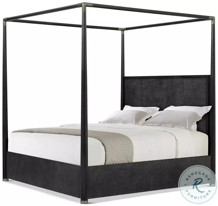 Kesden Silent Black King Poster Canopy Bed