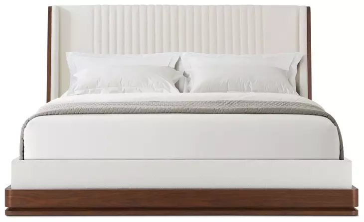 Spencer Coronet Cream and Auburn Upholstered Walnut Channel Panel Bedroom Set