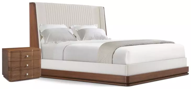 Spencer Coronet Cream and Auburn Upholstered Walnut Channel Panel Bedroom Set