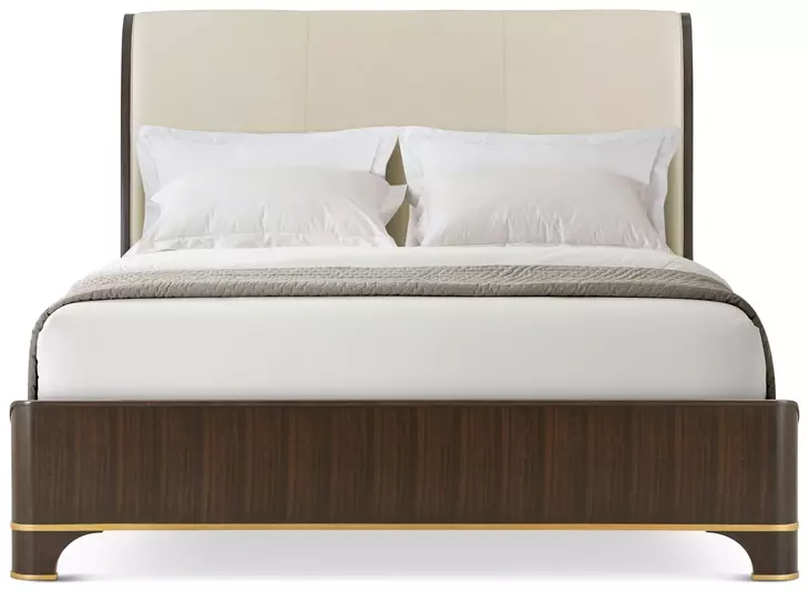 Spencer Green Park Cream and Fumed Leather Upholstered Carlton Gardens Sleigh Bedroom Set