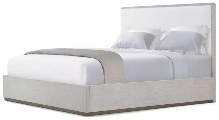 Spencer ST James Cream and Argento Upholstered King Panel Bed