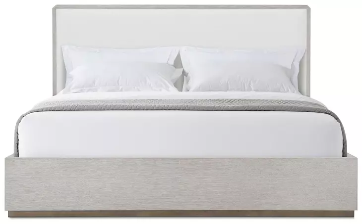 Spencer ST James Cream and Argento Upholstered King Panel Bed