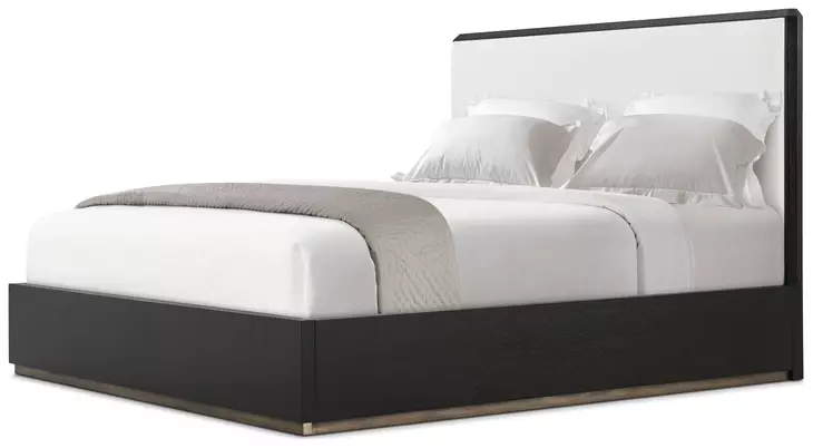 Spencer ST James Cream and Onyx Upholstered King Panel Bed