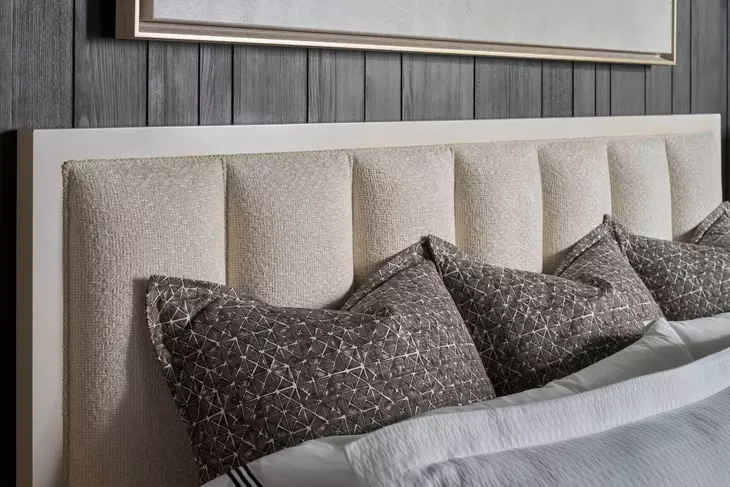Panos Cream Upholstered King Panel Bed