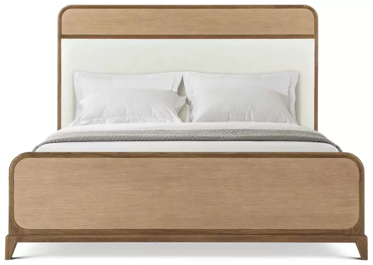 Coastal Tobacco and Beige Upholstered Crandon Park King Panel Bed