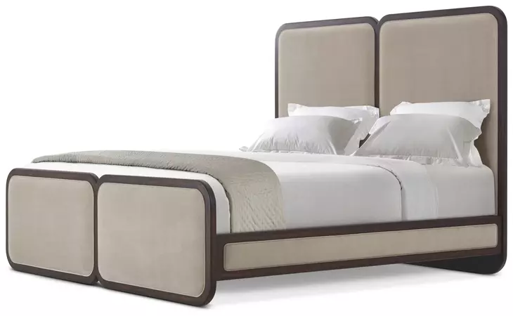 Judith Leiber Couture Bourbon and Beige Upholstered Brio King Panel Bed