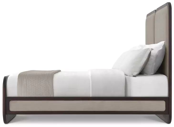 Judith Leiber Couture Bourbon and Beige Upholstered Brio King Panel Bed