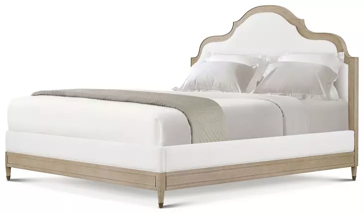 Willow Creek White and Riverwash Oak Upholstered Willowmere King Panel Bed
